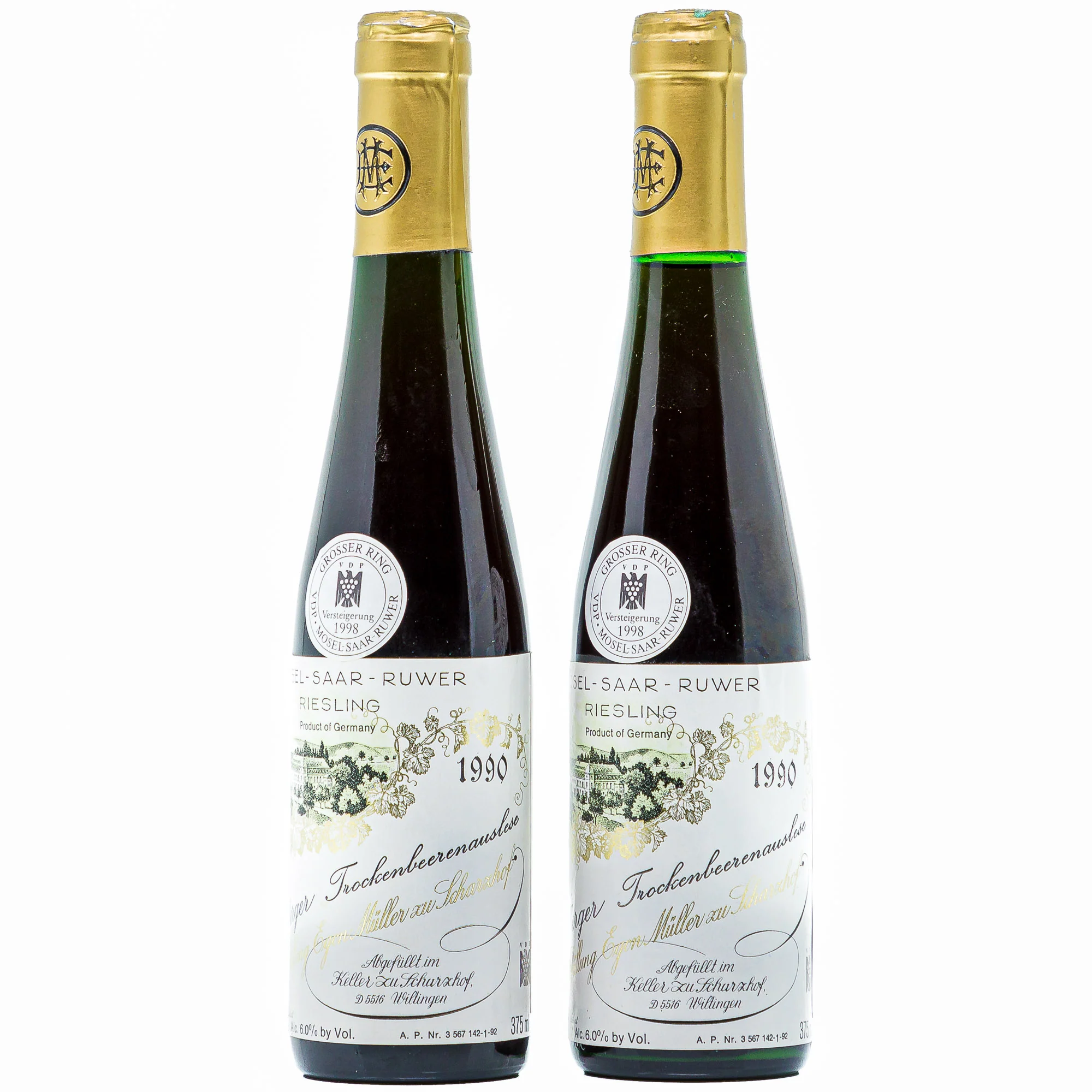 1990 Egon Muller, Scharzhofberger Riesling TBA Goldkapsel Auktion, Mosel 375ML
