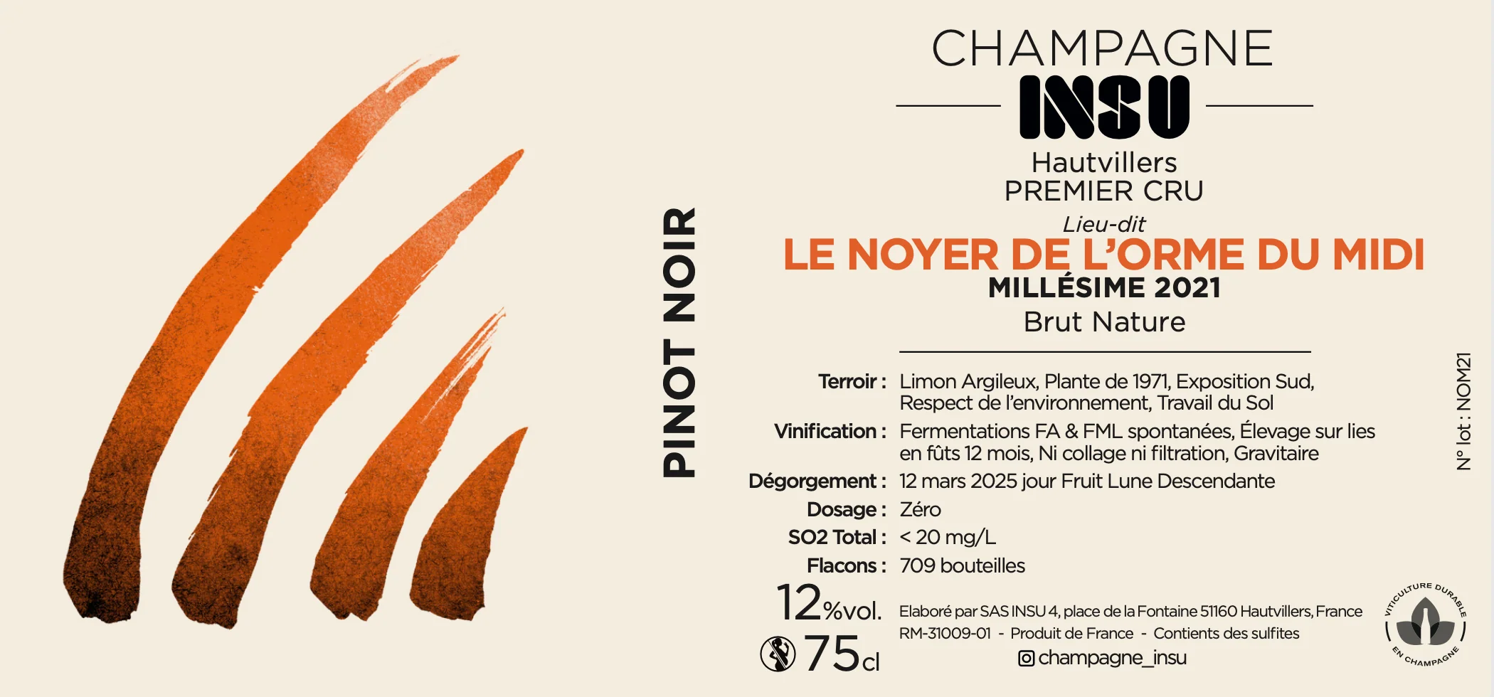 2021 Insu, Hautvillers Premier Cru, Le Noyer de l'Orme du Midi Brut Nature