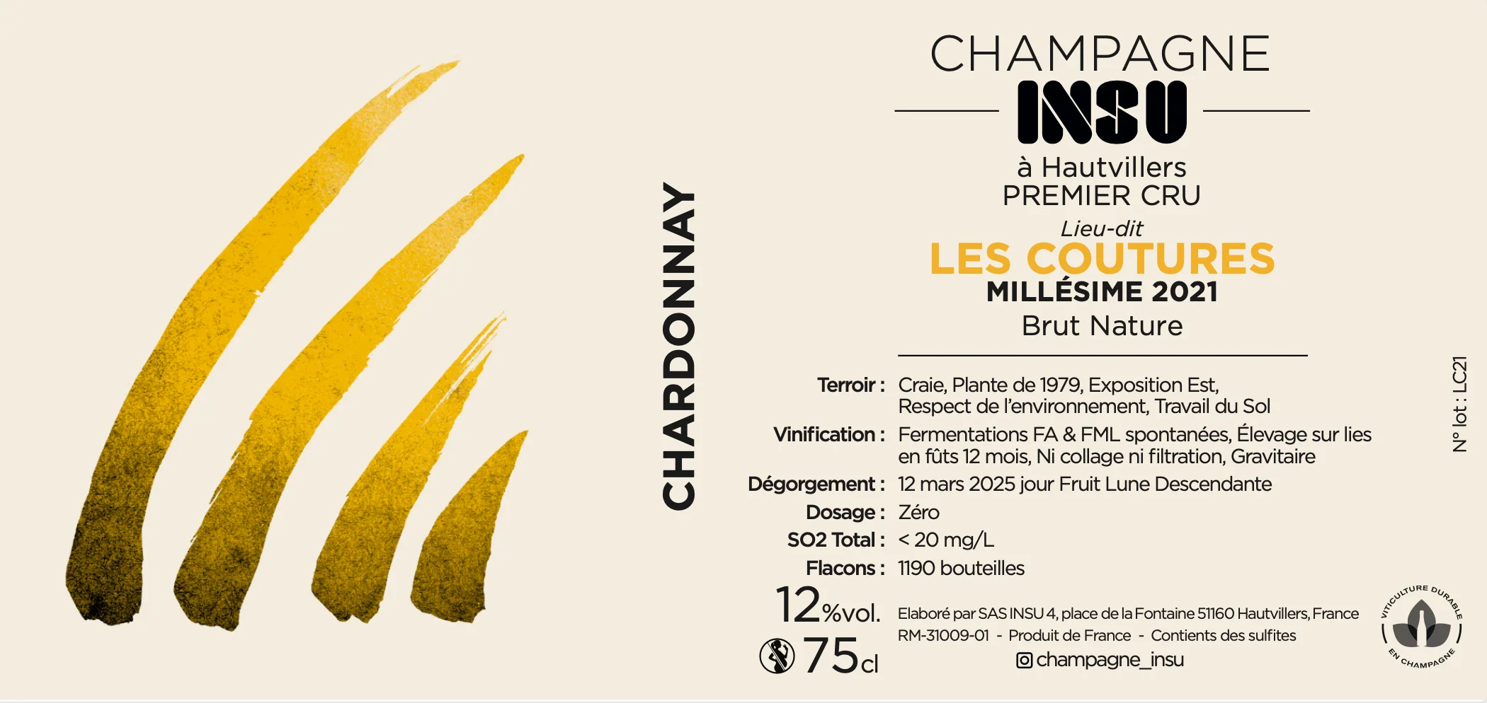 2021 Insu, Hautvillers Premier Cru, Les Coutures Brut Nature