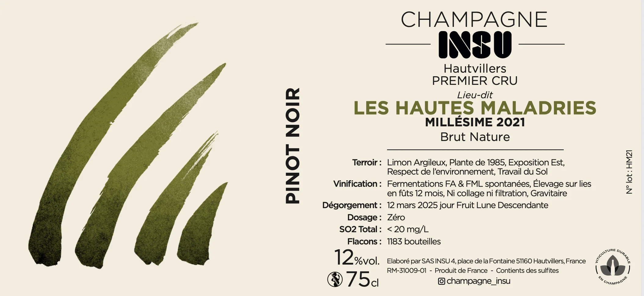 2021 Insu, Hautvillers Premier Cru, Les Hautes Maladries Brut Nature