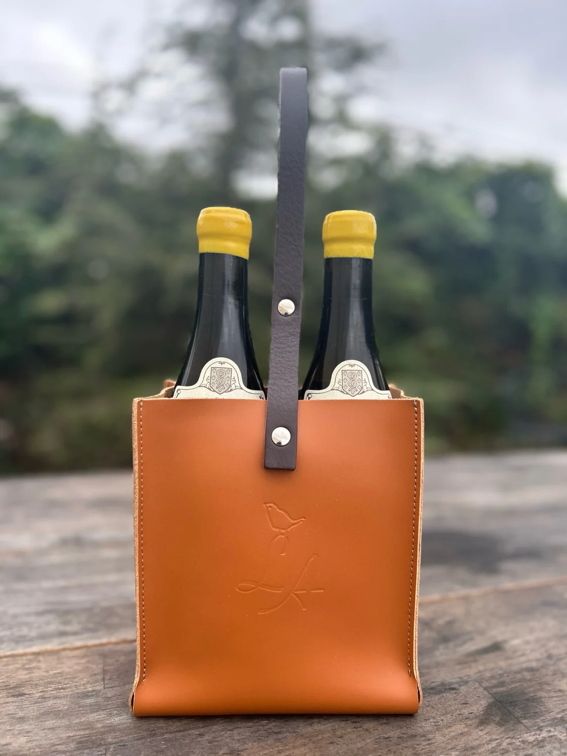 Two Bottle Leather Embossed Wine Carrier - Thatcher's Wine LA - Image 2
